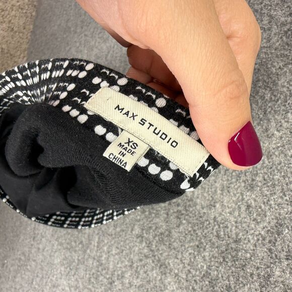 Max Studio Skirt Women XS Black Plaid A-Line Midi Mid Rise Pull On Stretch - Picture 5 of 7